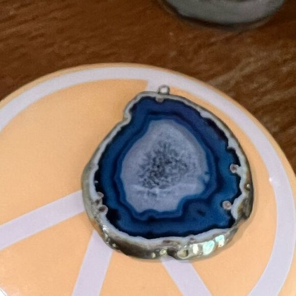 Reversible Blue Agate Stone Pendant.  #JW7 - Picture 9 of 9
